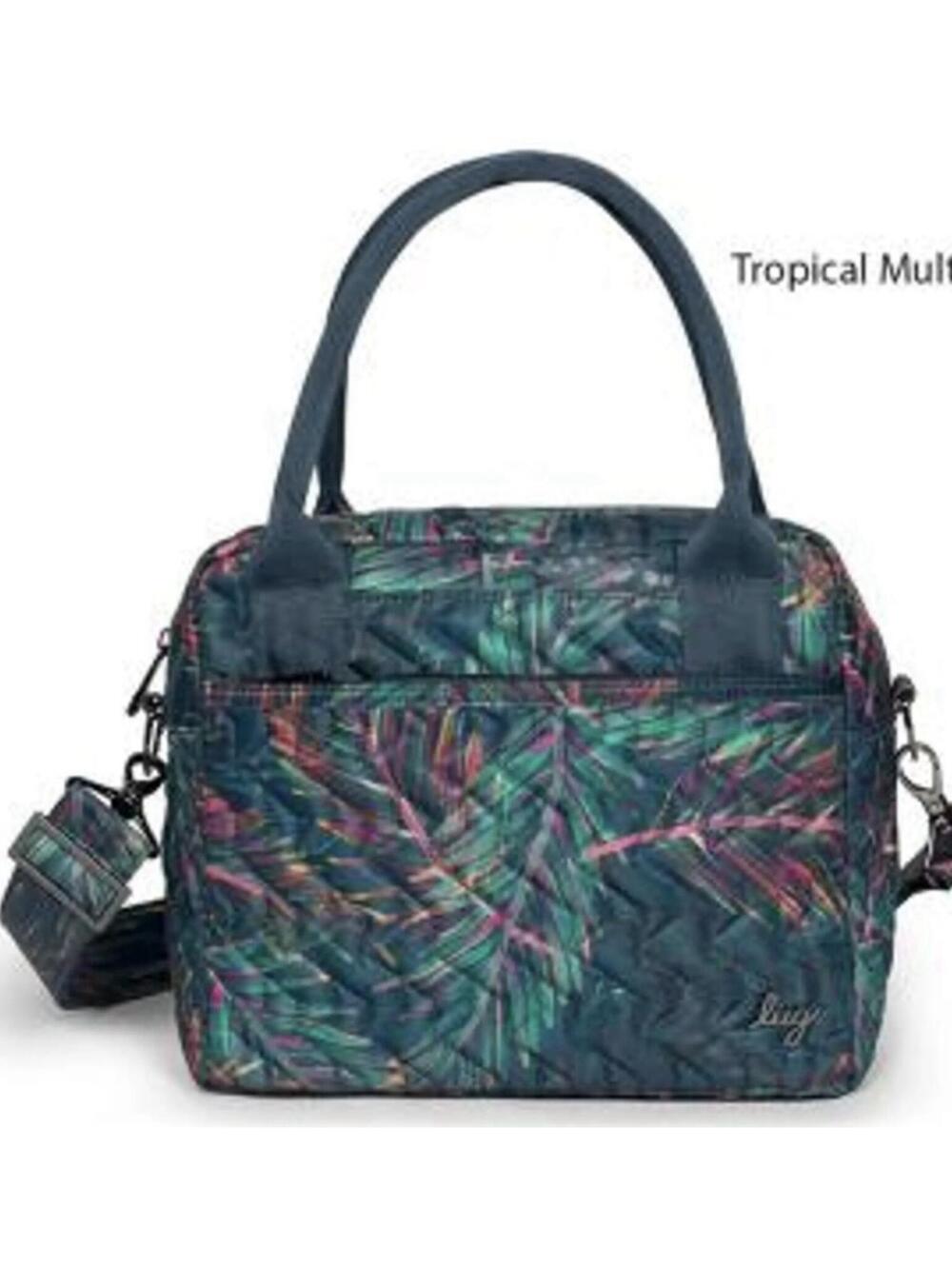 Lug Jive Tropical Multicolor Quilted Crossbody Bag Tote Handbag 10x10 Blue Green